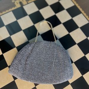 Vintage Silver Shimmer Purse w/ Gold Hardware